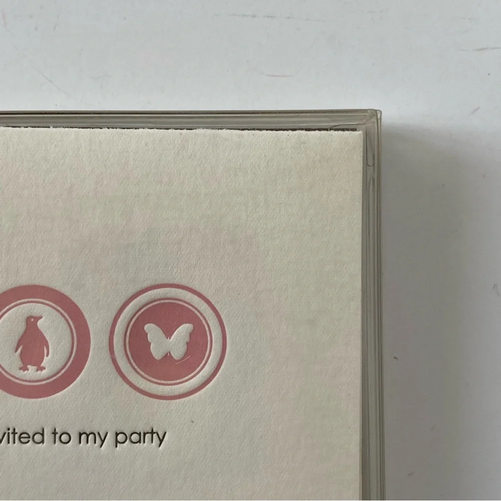 Party Invitations New Set Of 8 Animals NIB Butterfly Penguin Turtle Pink 5” 3.5”